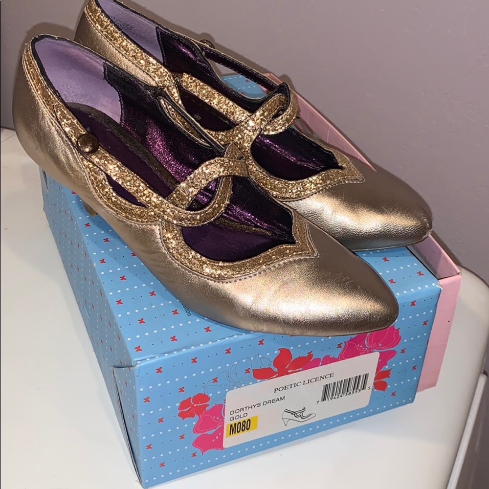 Poetic Licence Gold Kitten Heels